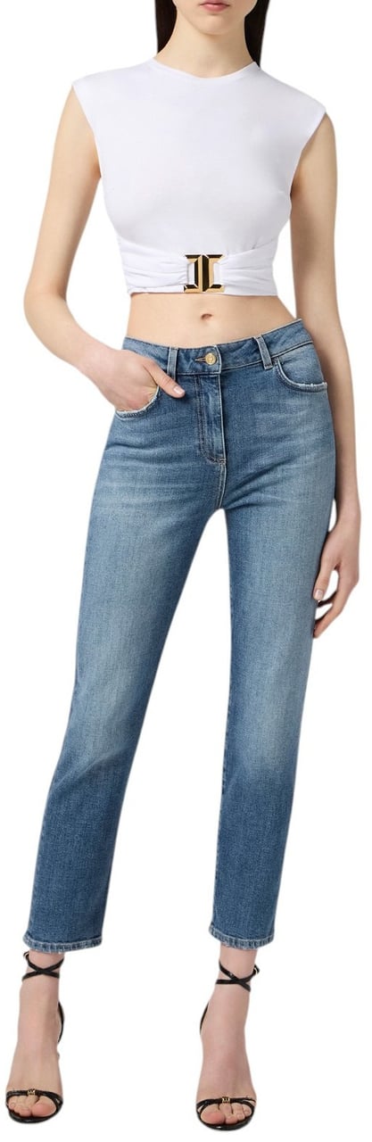 Elisabetta Franchi Jeans slim confort délavé poche broderie Elisabetta Franchi Femme PJ07N 192 Divers