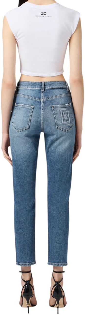 Elisabetta Franchi Jeans slim confort délavé poche broderie Elisabetta Franchi Femme PJ07N 192 Divers