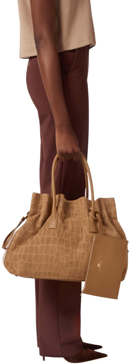 Elisabetta Franchi Sac cuir suède façon croco Argilla Elisabetta Franchi Femme BS 19H 10642 229 Divers