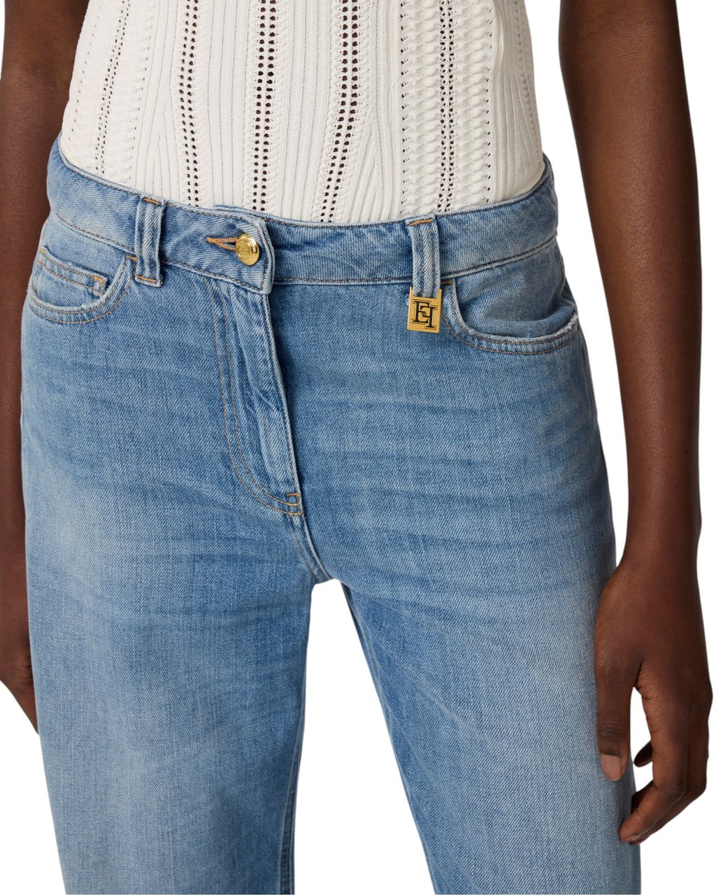 Elisabetta Franchi Jeans large denim souple Light Blue Elisabetta Franchi Femme PJ 21I 2775 192 Lichtblauw