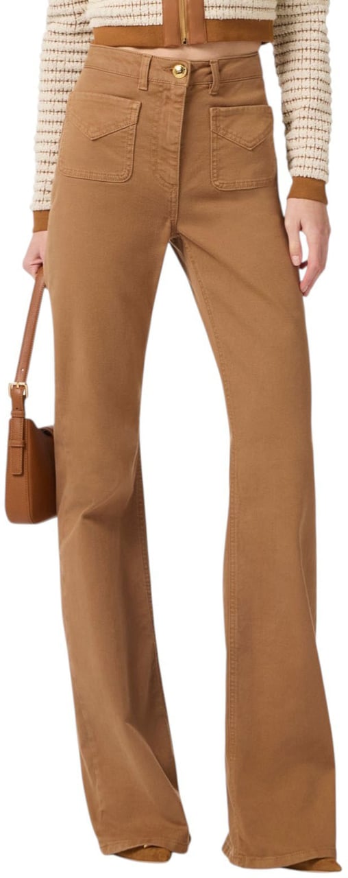Elisabetta Franchi Jeans flare poches plaquées camel Daino Elisabetta Franchi Femme PJ 22N 6372 A16 Divers