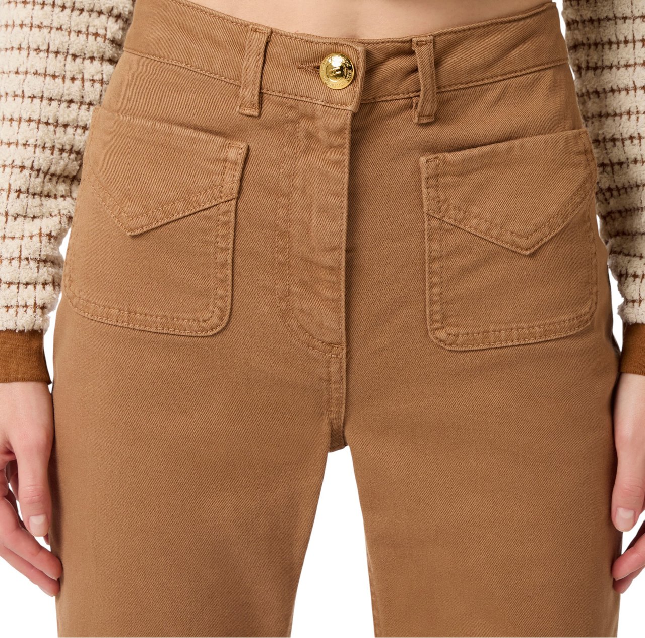 Elisabetta Franchi Jeans flare poches plaquées camel Daino Elisabetta Franchi Femme PJ 22N 6372 A16 Divers