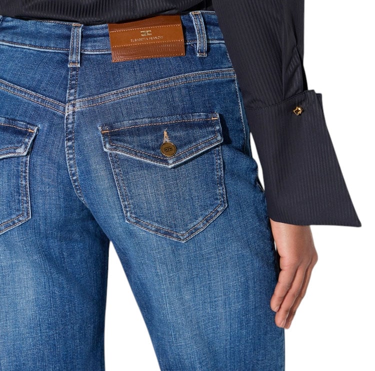 Elisabetta Franchi Jeans patte d éph poches plaquées brut délavé Elisabetta Franchi Femme PJ18N 06372 139 Divers