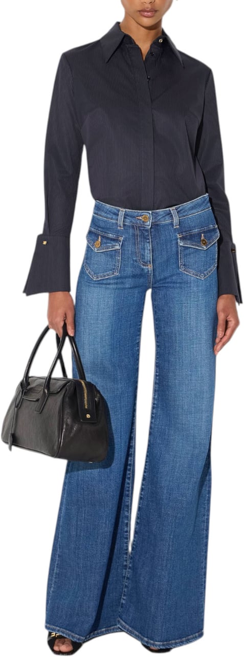 Elisabetta Franchi Jeans patte d éph poches plaquées brut délavé Elisabetta Franchi Femme PJ18N 06372 139 Divers