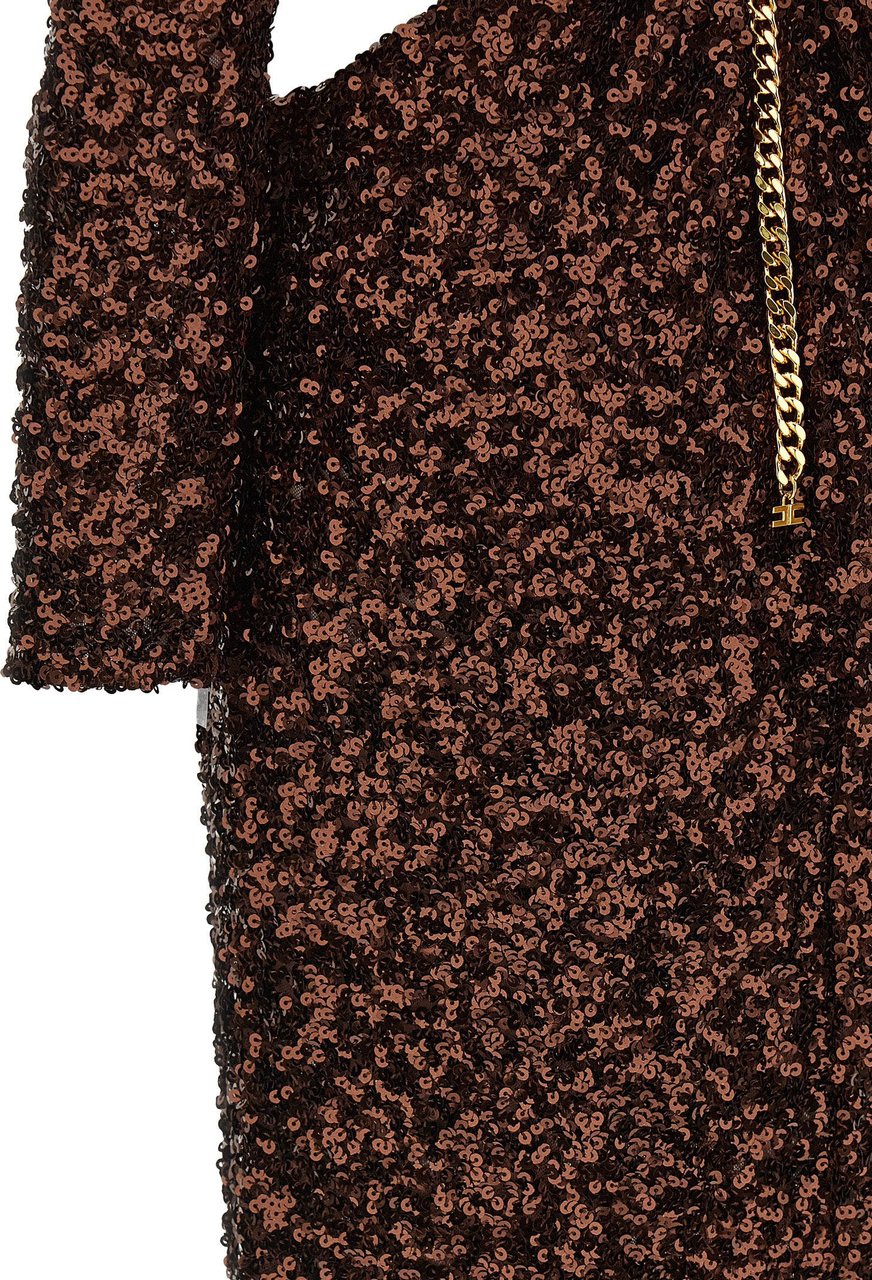 Elisabetta Franchi Brown Polyester Long Dress Bruin