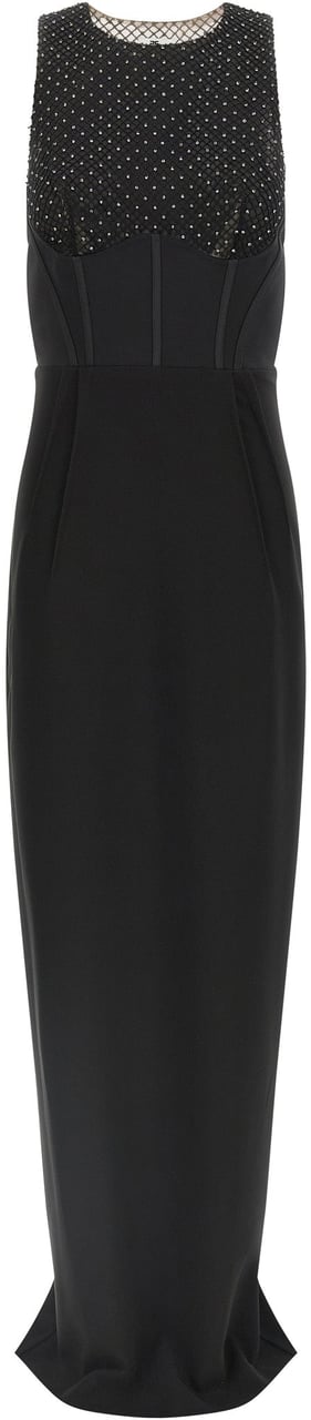Elisabetta Franchi Black Polyester Long Dress Zwart