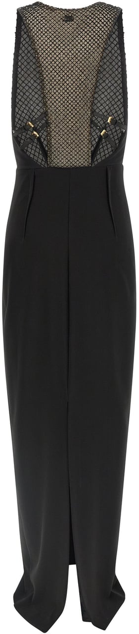 Elisabetta Franchi Black Polyester Long Dress Zwart
