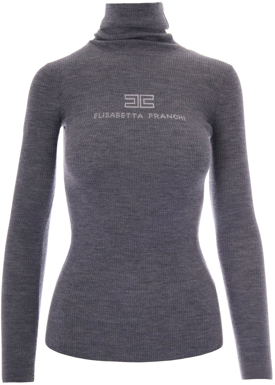 Elisabetta Franchi Sweaters Grigio Melange/Avorio Donkergrijs