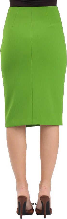 Elisabetta Franchi Double Stretch Crepe Side Slit Skirt Groen