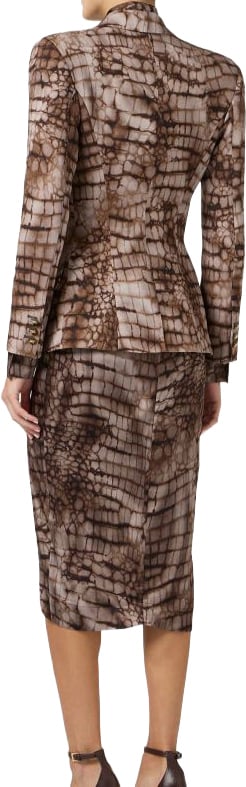 Elisabetta Franchi Gi20761E2 Printed Single Breasted Jacket Grijs
