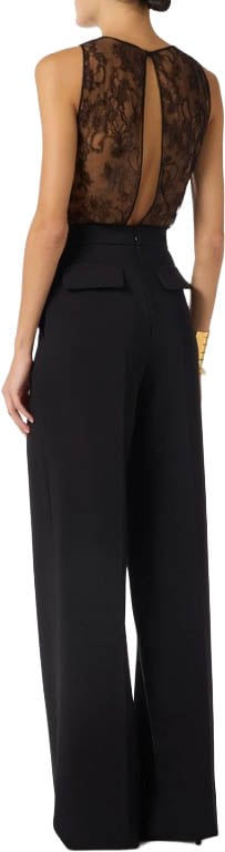 Elisabetta Franchi Sleeveless Crepe Embroidered Jumpsuit Zwart