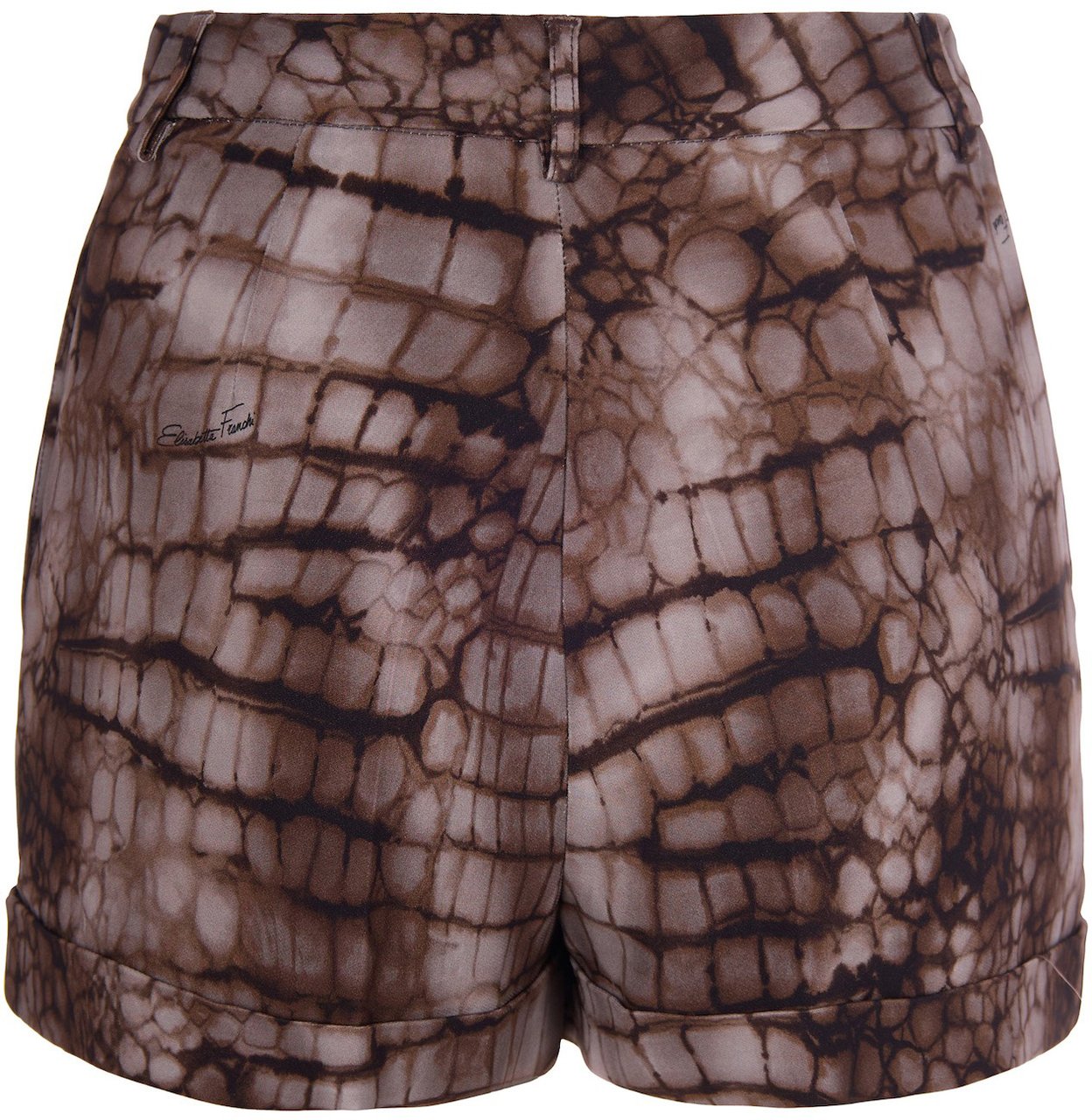 Elisabetta Franchi Cuffed Jersey Shorts with Alligator-Inspired Print Grijs