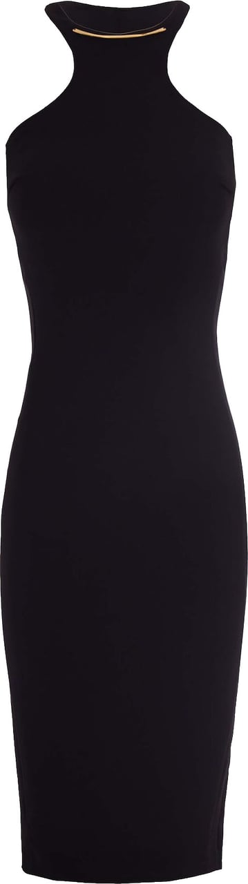 Elisabetta Franchi Black Dress With Gold Detail Zwart