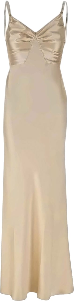 Elisabetta Franchi Red Carpet Satin Double Straps Dress Goud