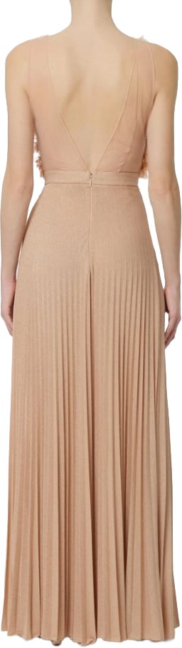 Elisabetta Franchi Red Carpet Lurex Jersey Dress Neutraal