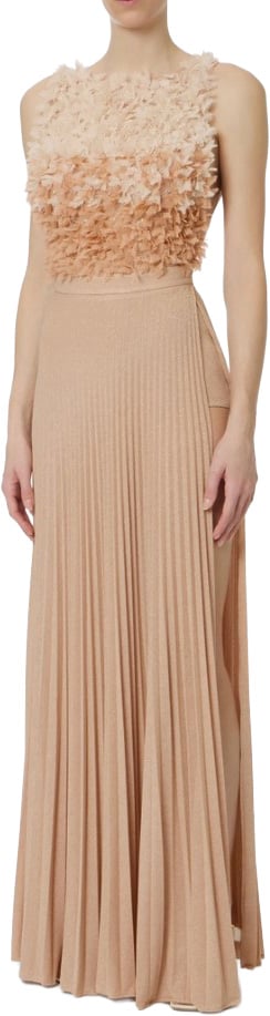 Elisabetta Franchi Red Carpet Lurex Jersey Dress Neutraal