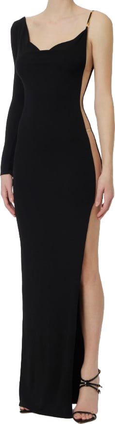 Elisabetta Franchi Red Carpet Crêpe Jersey Slit Dress Zwart