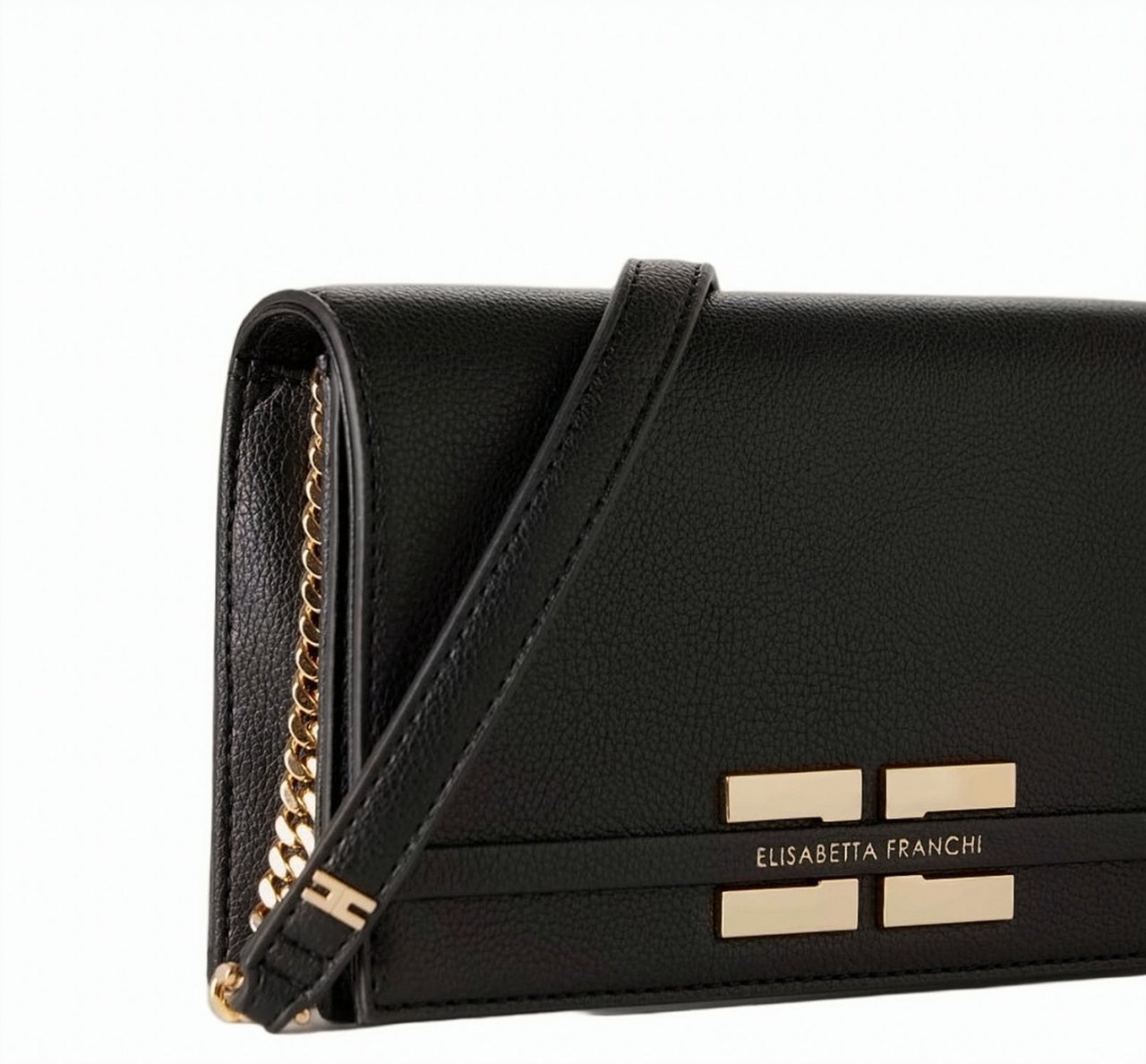 Elisabetta Franchi Leather Effect Chain Shoulder Bag Zwart