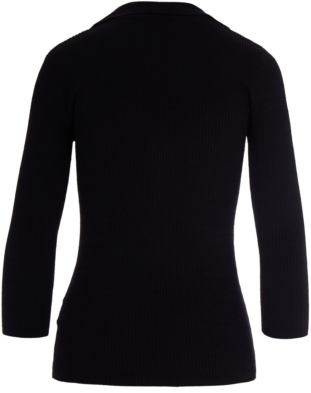 Elisabetta Franchi Black Ribbed Sweater With Pocket Zwart