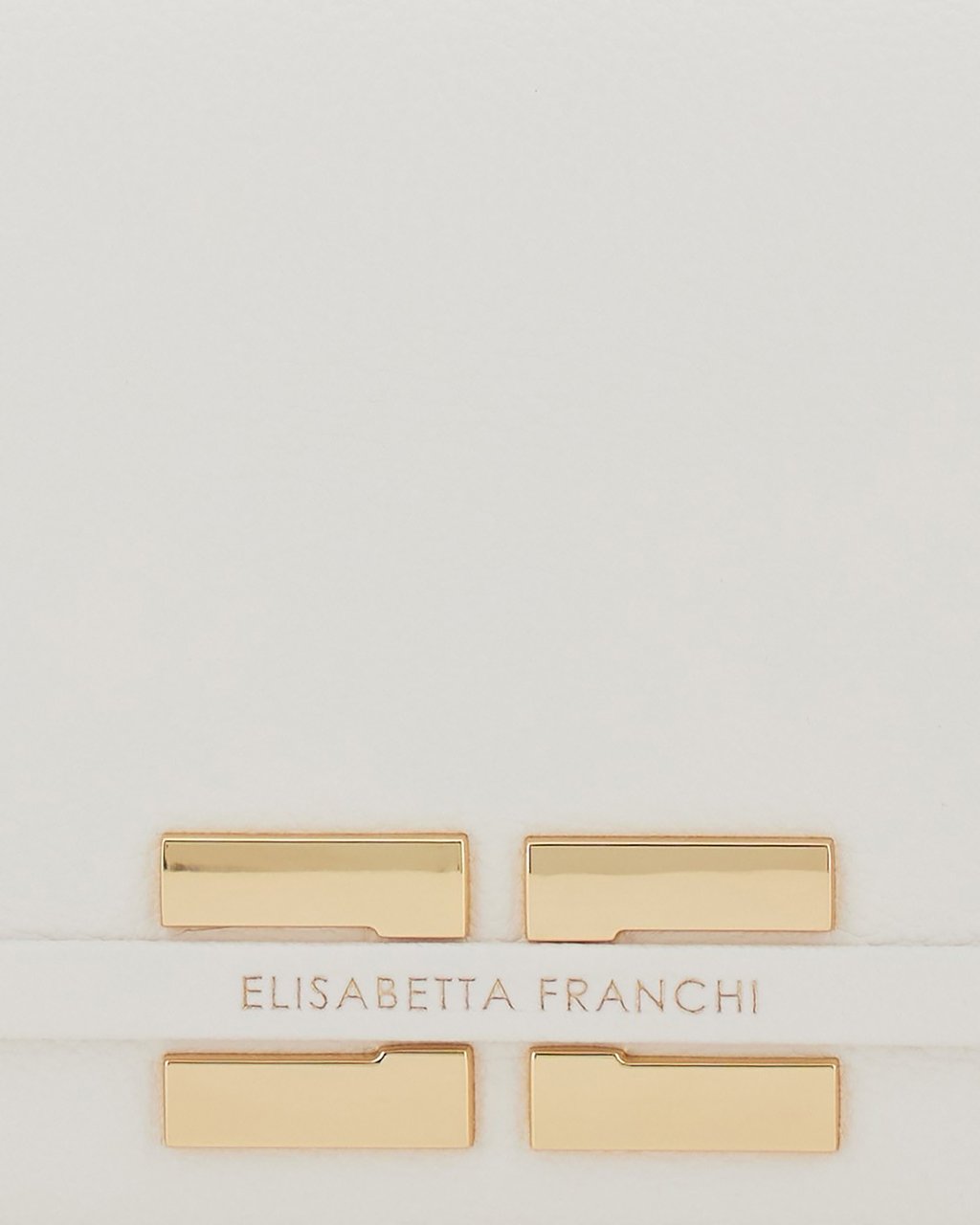 Elisabetta Franchi Compact White Shoulder Bag with Gold-tone Logo Plaque Wit