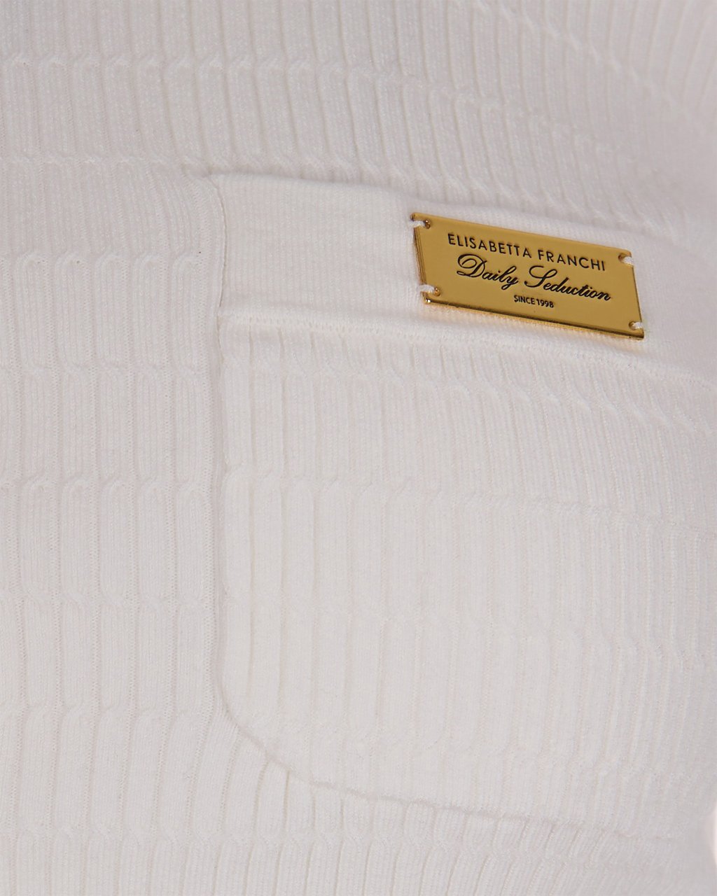 Elisabetta Franchi Fitted Ribbed Knit Top With Button Closure Wit