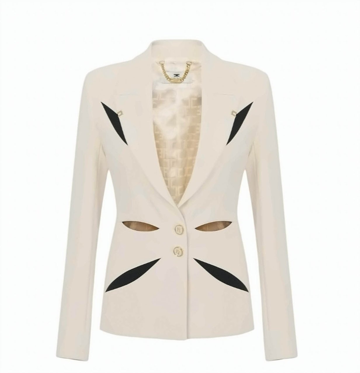 Elisabetta Franchi Lightweight Crepe Cut Out Jacket Neutraal