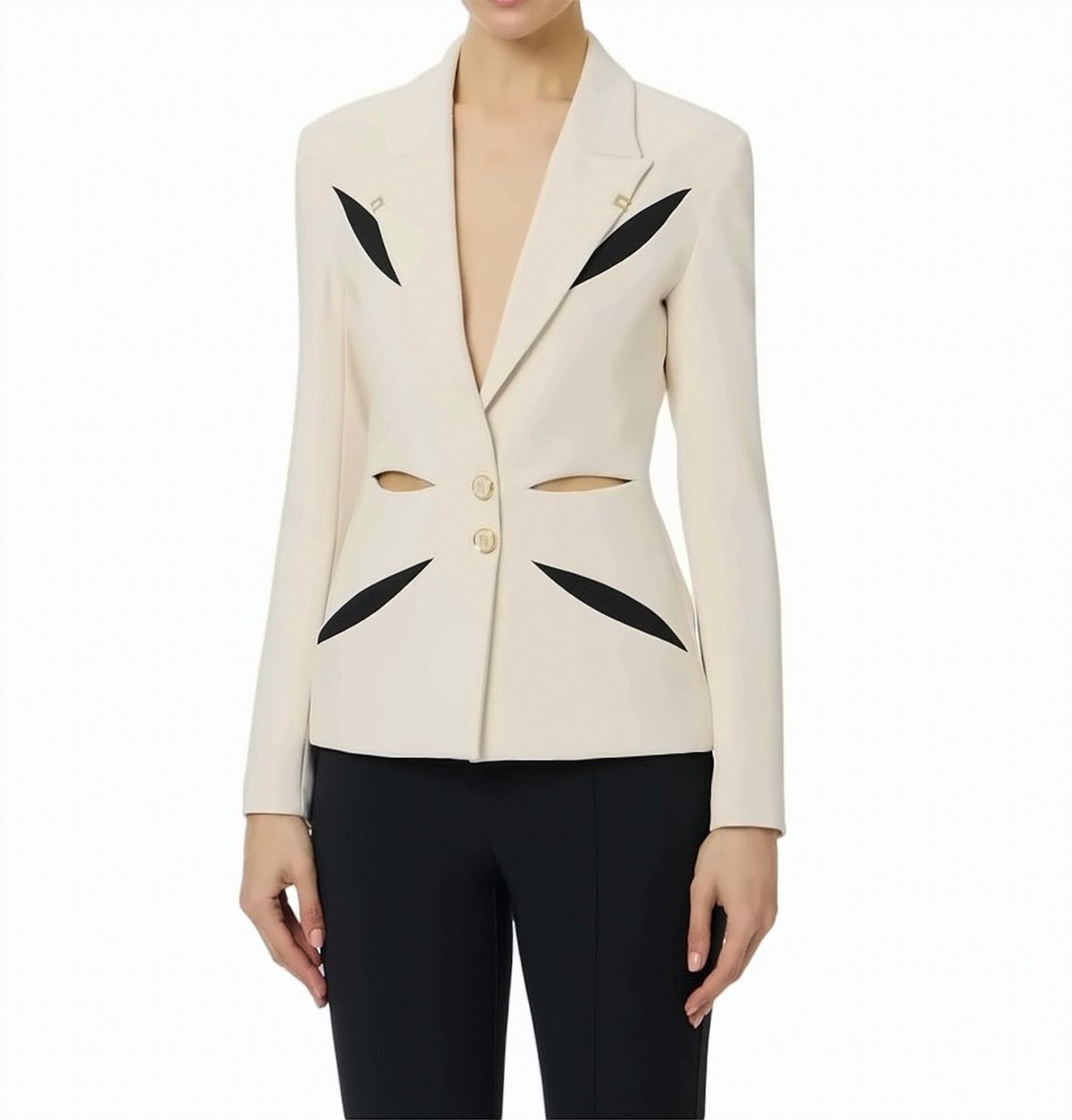 Elisabetta Franchi Lightweight Crepe Cut Out Jacket Neutraal