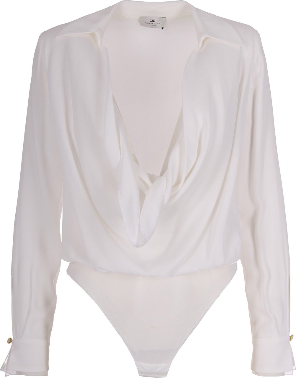 Elisabetta Franchi Regular Fit Georgette Bodysuit with Structured Shoulders Wit