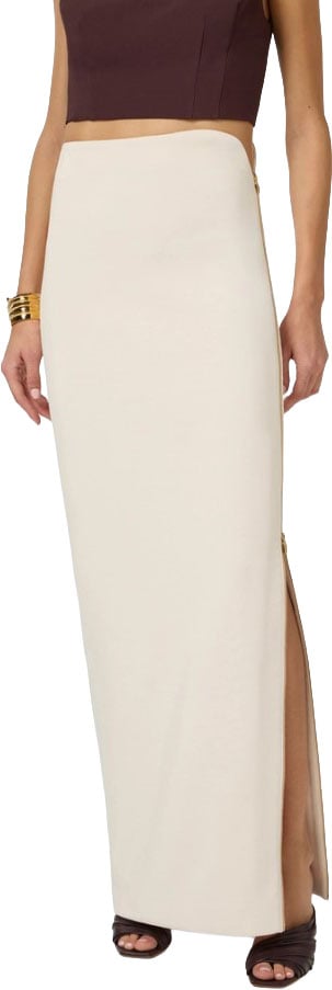 Elisabetta Franchi Light Crepe Heart Shaped Edge Skirt Neutraal