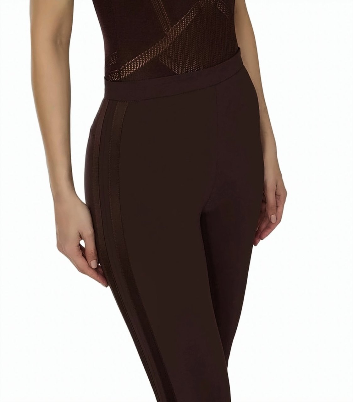 Elisabetta Franchi Light Crepe Satin Side Bands Trousers Zwart