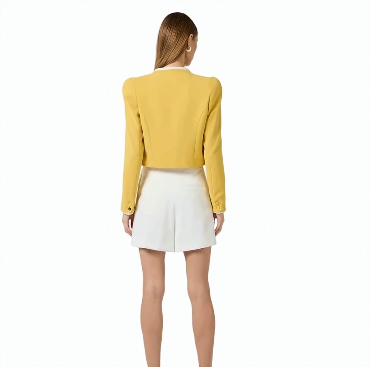 Elisabetta Franchi Lightweight Crepe Piped Jacket Goud