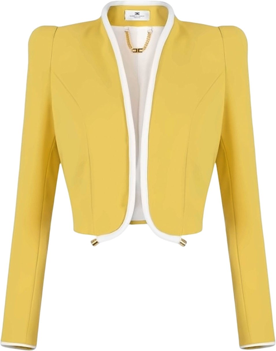 Elisabetta Franchi Lightweight Crepe Piped Jacket Goud