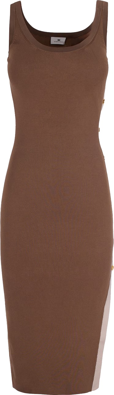 Elisabetta Franchi Slim-fit Sleeveless Midi Dress Bruin