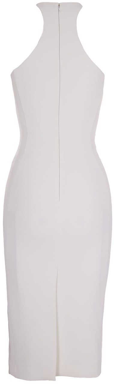 Elisabetta Franchi Ivory Dress With Gold Detail Wit