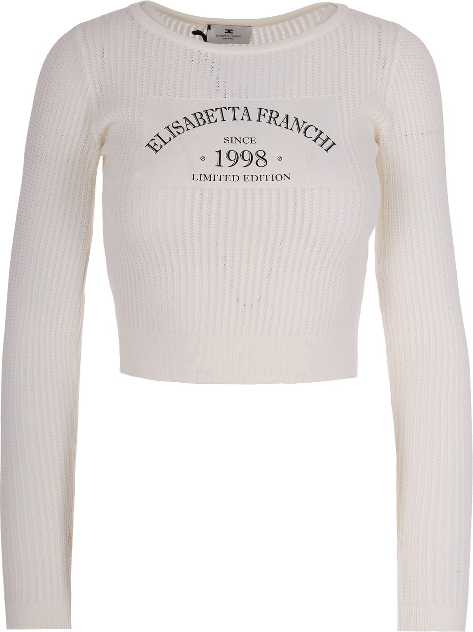 Elisabetta Franchi Knitted Top With Printed Logo Wit