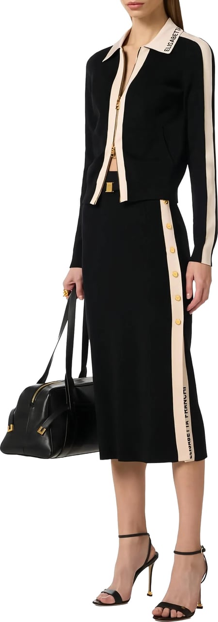 Elisabetta Franchi Black Maglia Cotton Top Zwart