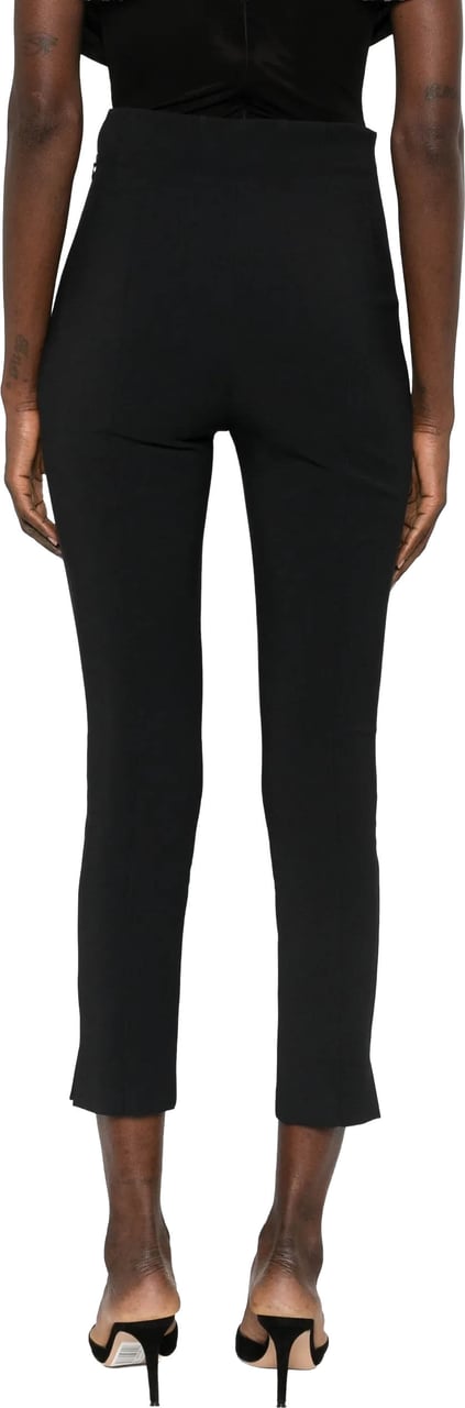 Elisabetta Franchi High-Waisted Cropped Black Double Buckle Pants Zwart