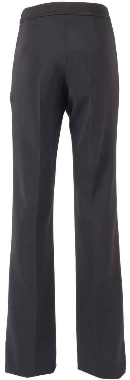 Elisabetta Franchi High-Waist Black Structured Wide-Leg Pants Zwart
