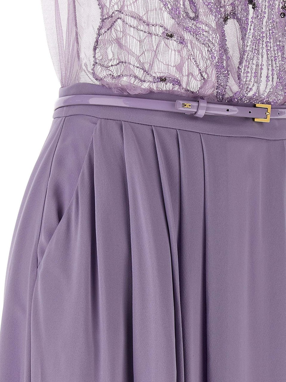 Elisabetta Franchi Purple Viscose Long Dress Paars