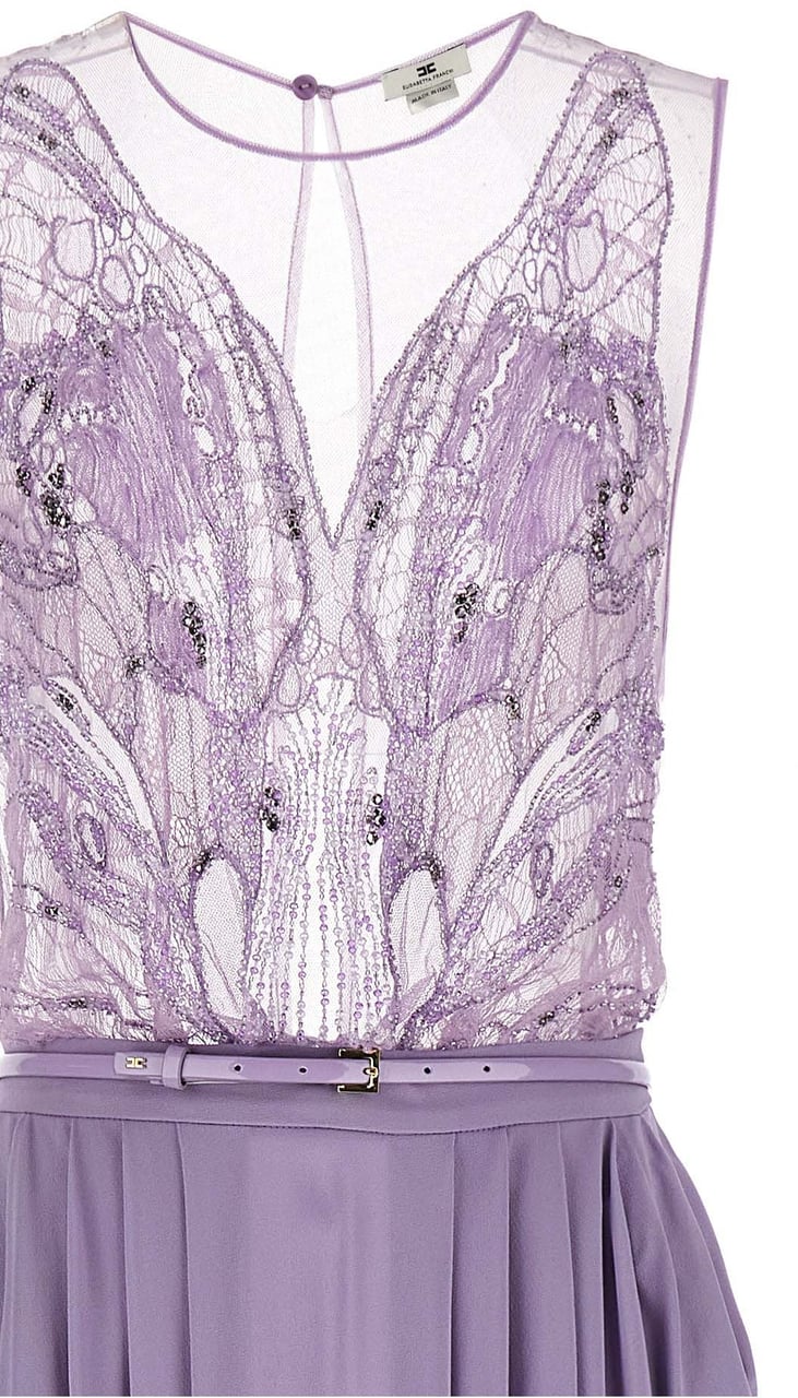 Elisabetta Franchi Purple Viscose Long Dress Paars