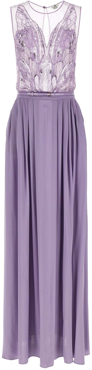 Elisabetta Franchi Purple Viscose Long Dress Paars