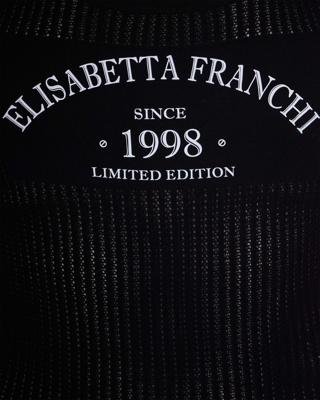 Elisabetta Franchi Ribbed Knit Bodysuit with Contrasting Logo Print Zwart