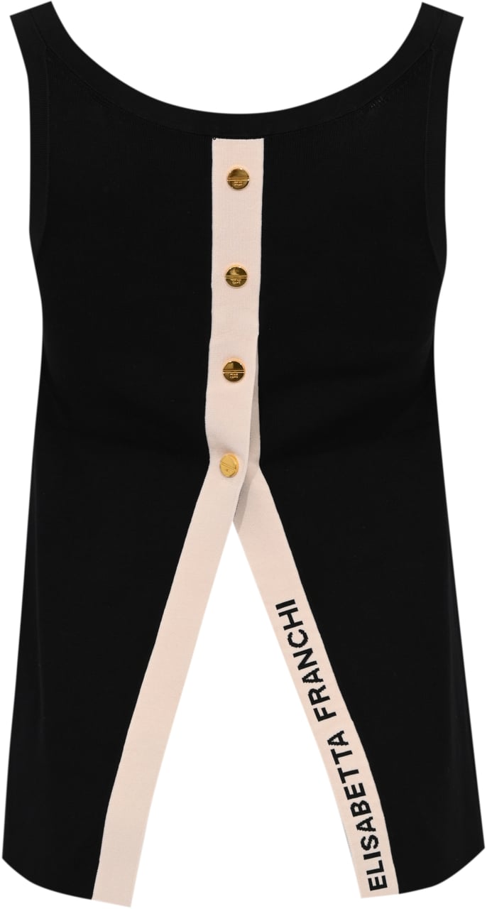 Elisabetta Franchi Top Nero/Burro Zwart