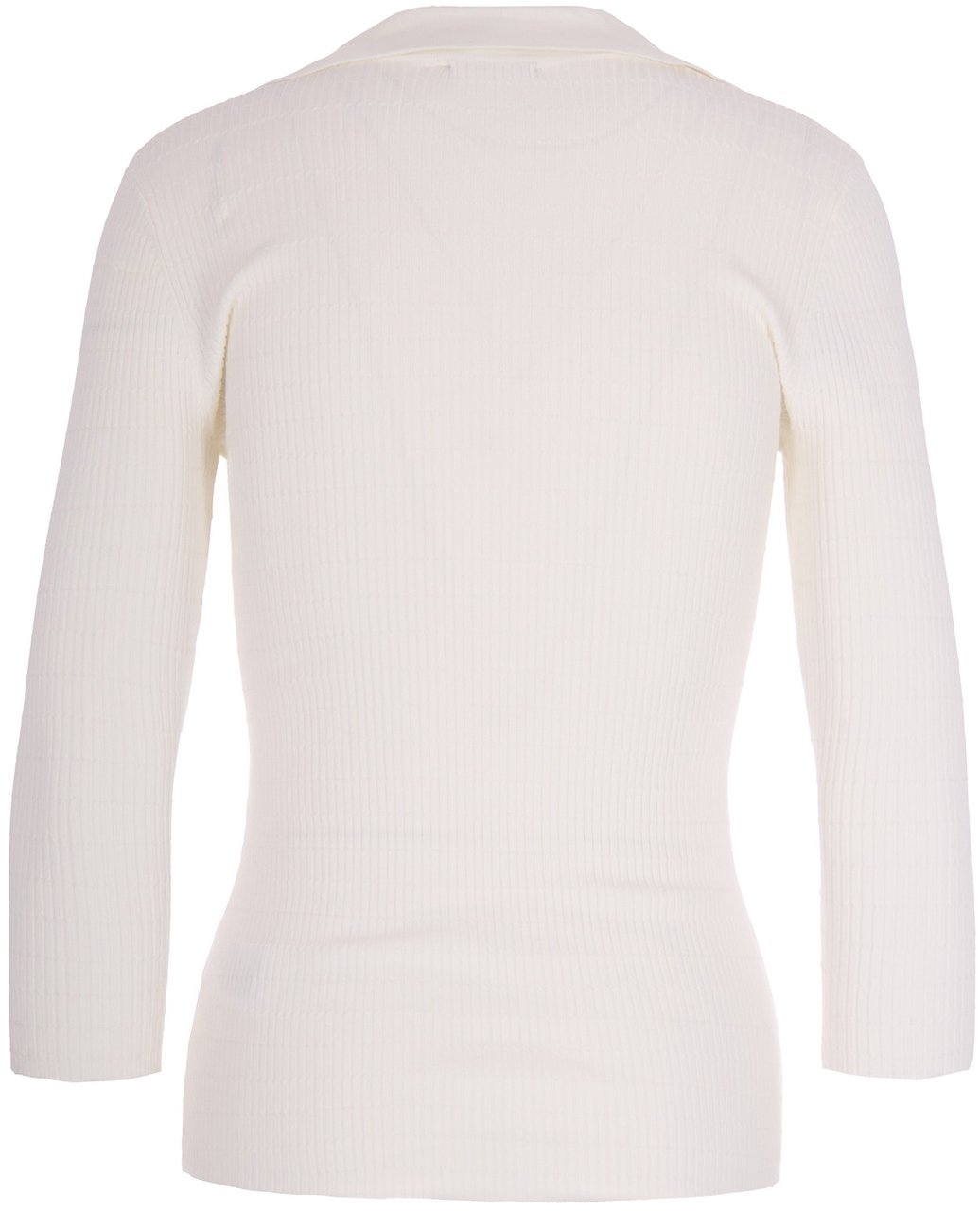 Elisabetta Franchi Ivory Ribbed Sweater With Pocket Wit