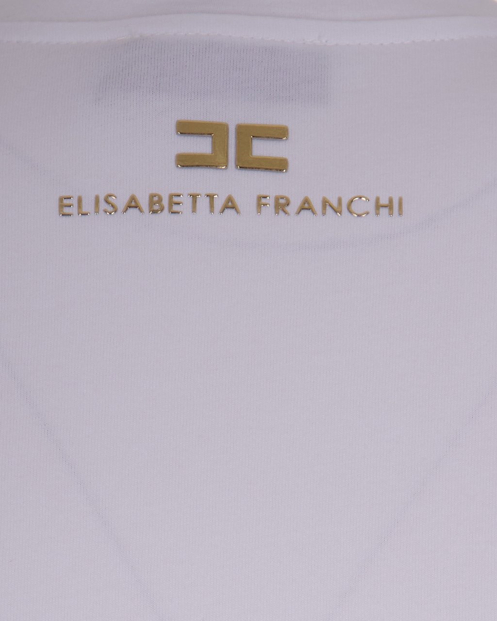 Elisabetta Franchi White Jersey T-Shirt With Knot Wit