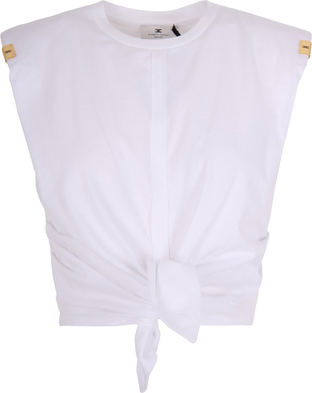 Elisabetta Franchi White Jersey T-Shirt With Knot Wit