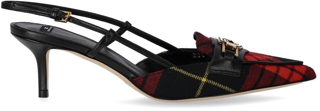 Elisabetta Franchi ELISABETTA FRANCHI AND RED TARTAN SLINGBACK PUMP Zwart