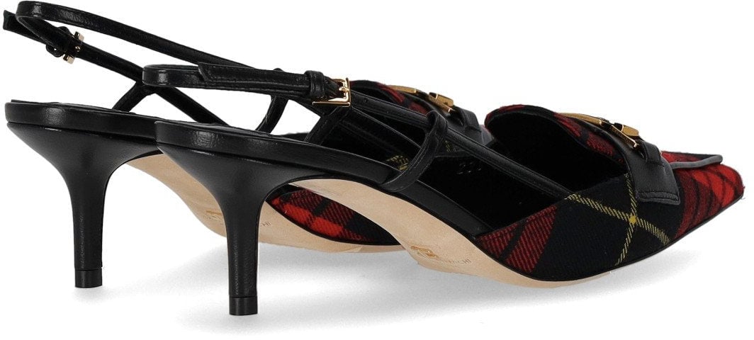 Elisabetta Franchi ELISABETTA FRANCHI AND RED TARTAN SLINGBACK PUMP Zwart