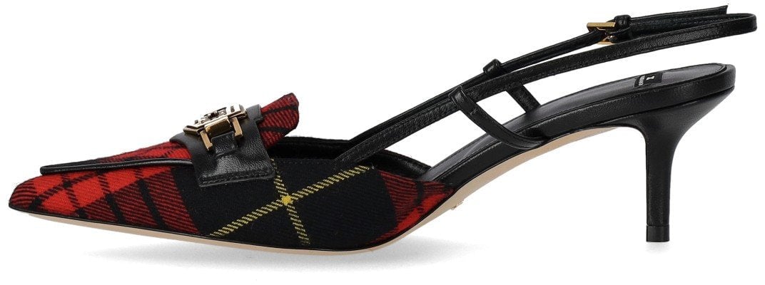 Elisabetta Franchi ELISABETTA FRANCHI AND RED TARTAN SLINGBACK PUMP Zwart