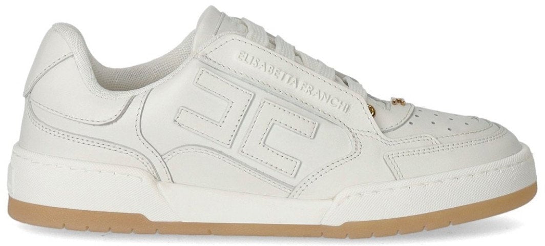 Elisabetta Franchi ELISABETTA FRANCHI IVORY LEATHER SNEAKER Wit